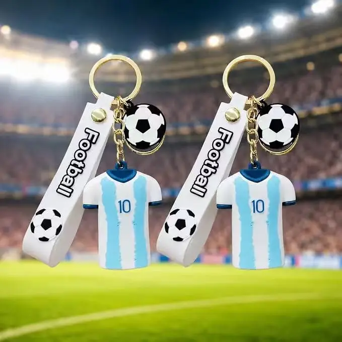 3 Pieces of No. 10 Jersey Keychains | Brazil, France, Argentina Style Football Keychains | Gifts for Fans