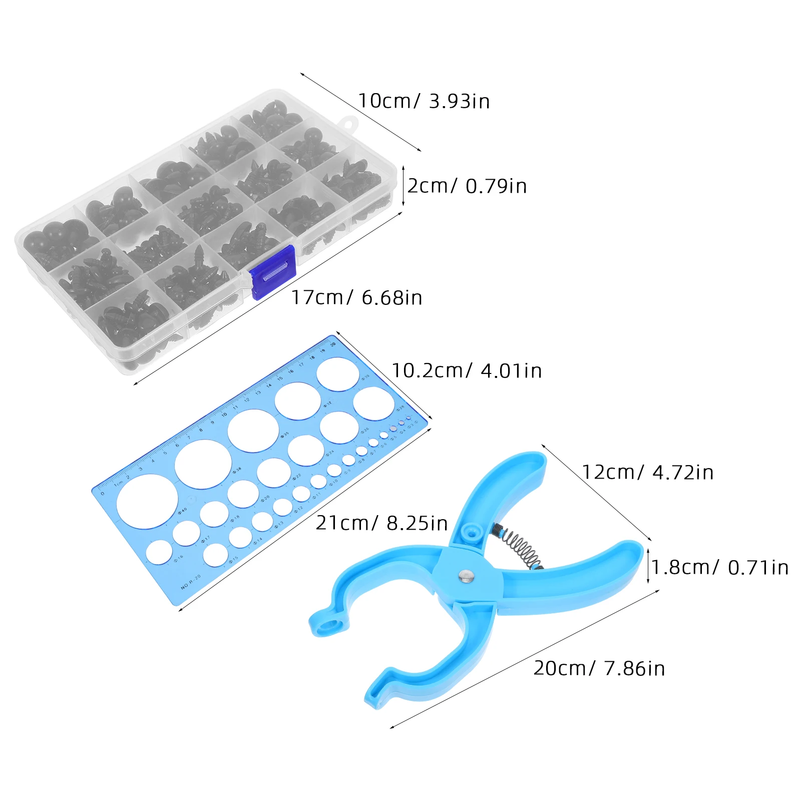 1 Juego de herramientas de seguridad para ojos, construcción robusta para una aplicación perfecta en varios materiales, Ideal para instalación ocular de manualidades en la marcha