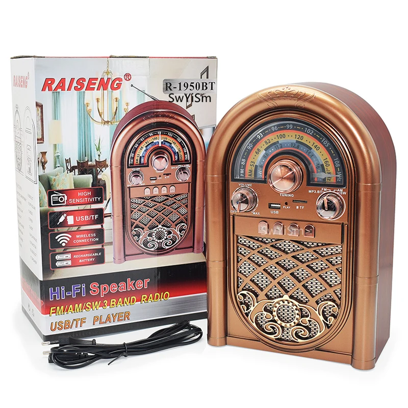 Retro Nostalgic Radio Wireless Bluetooth Speaker Card Audio Desktop FM Medium Wave Short Wave High-end Radio Supports 220V/110V