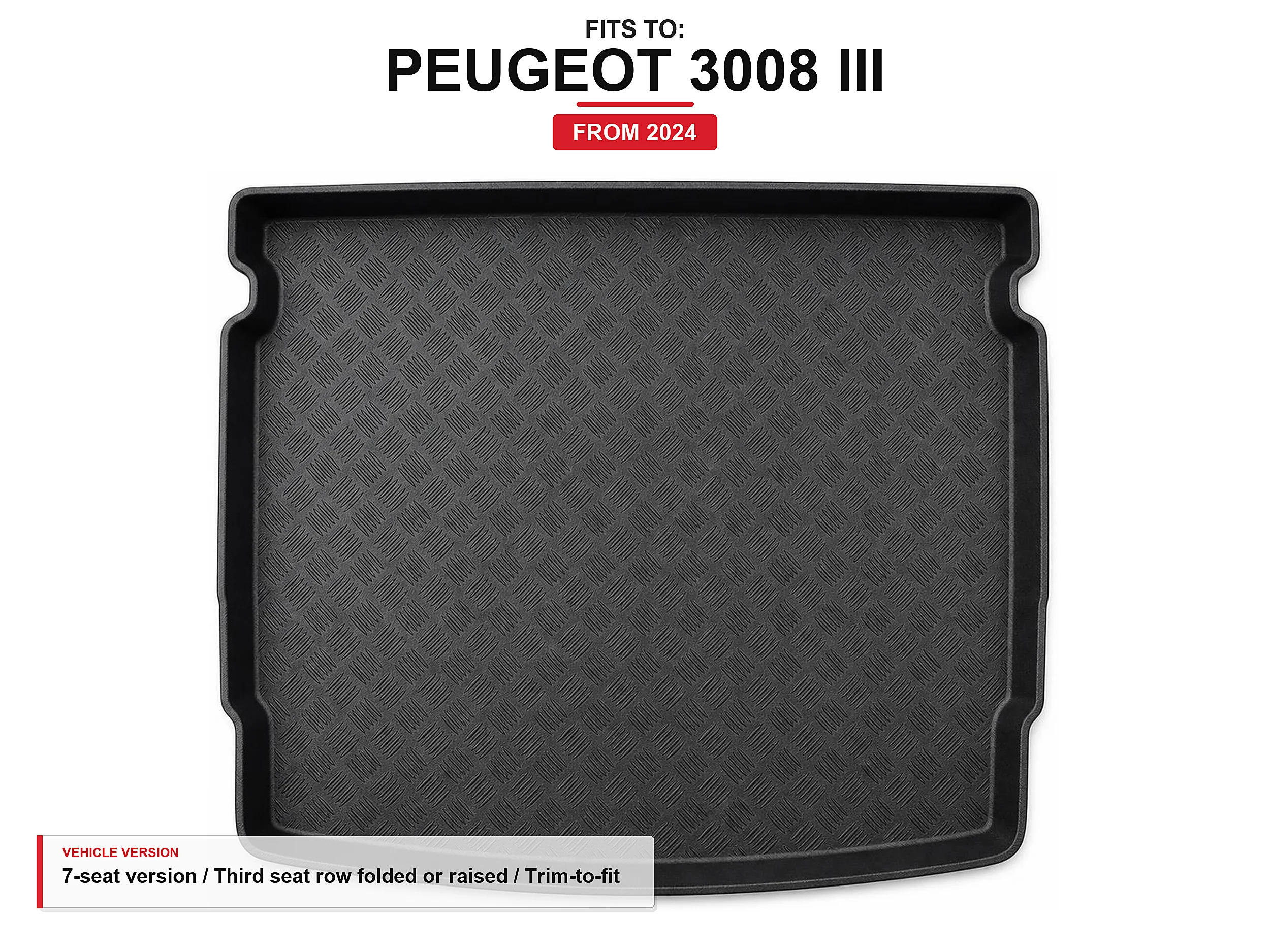 Kofferbakmat met rand voor: Peugeot 3008 Iii 2024- 7-zits versie