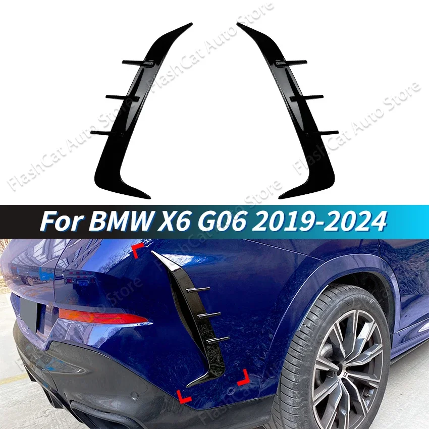 X6 Car Rear Bumper SplitterSpoiler Canard Air Vent Cover Sticker 2019 2020 2021 2022 2023 2024 Tuning Body Kits  For BMW X6 G06