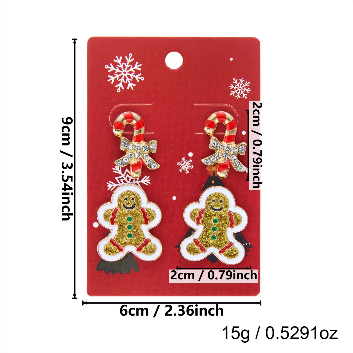 4 Stück Niedliche Weihnachtsmann-, Elch-, Tannenbaum- und Lebkuchenmann-Ohrstecker für Damen, Emaille-Weihnachtsbaum-Ohrringe, Neujahrs-Party-Schmuck – Detail 8