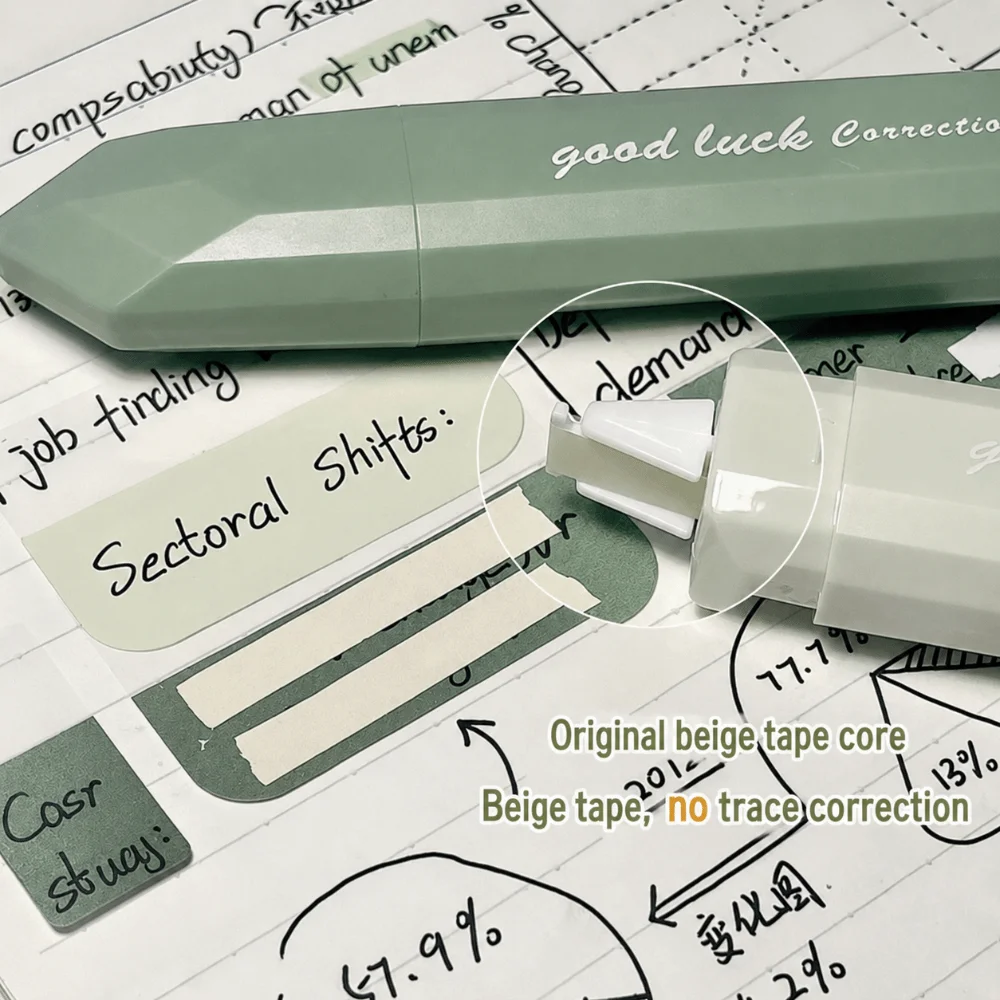 5pcs Durable Original Paper Color Correction Tape Pen Shaped Break-proof Correction Pen Smooth Using Correction Roller Students