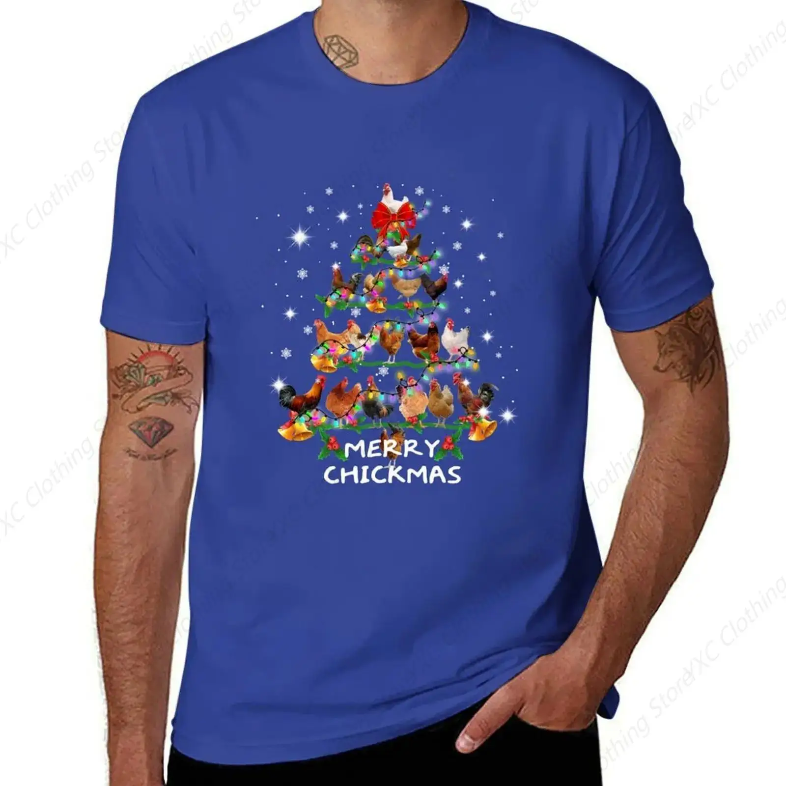 T-Shirt For Funny Chickens Christmas Tree Tee Ornament Decor Gift T-Shirt vintage boys animal print boys whites men t shirts