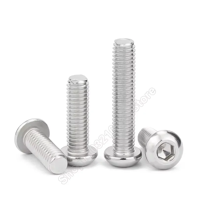 10-100pcs ISO7380 M3 M4 M5 316 Stainless Steel Hex Socket Button Head Allen Round Head Mechanical Bolt Screw Length 4-60mm