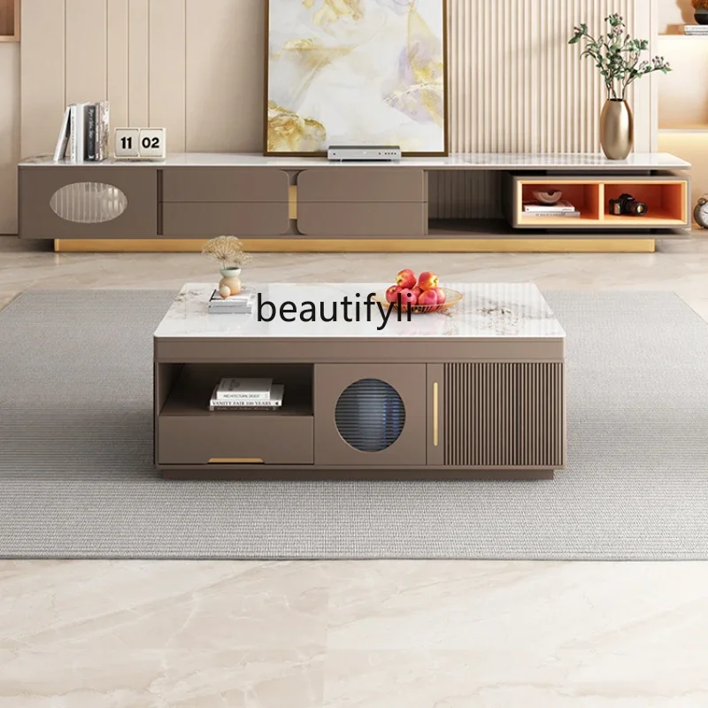 

Rock slab living room coffee table tea table tea making integrated sofa lifting multi-functional household small apartment