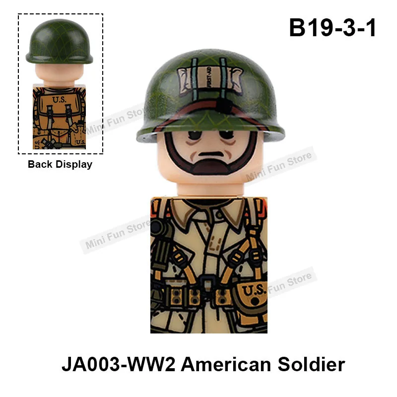 WW2 American Army Soldier Figures Building Blocks Military Ranger Infantry Air Force Vietnam War Warrior Helmet Bricks Toy Gifts