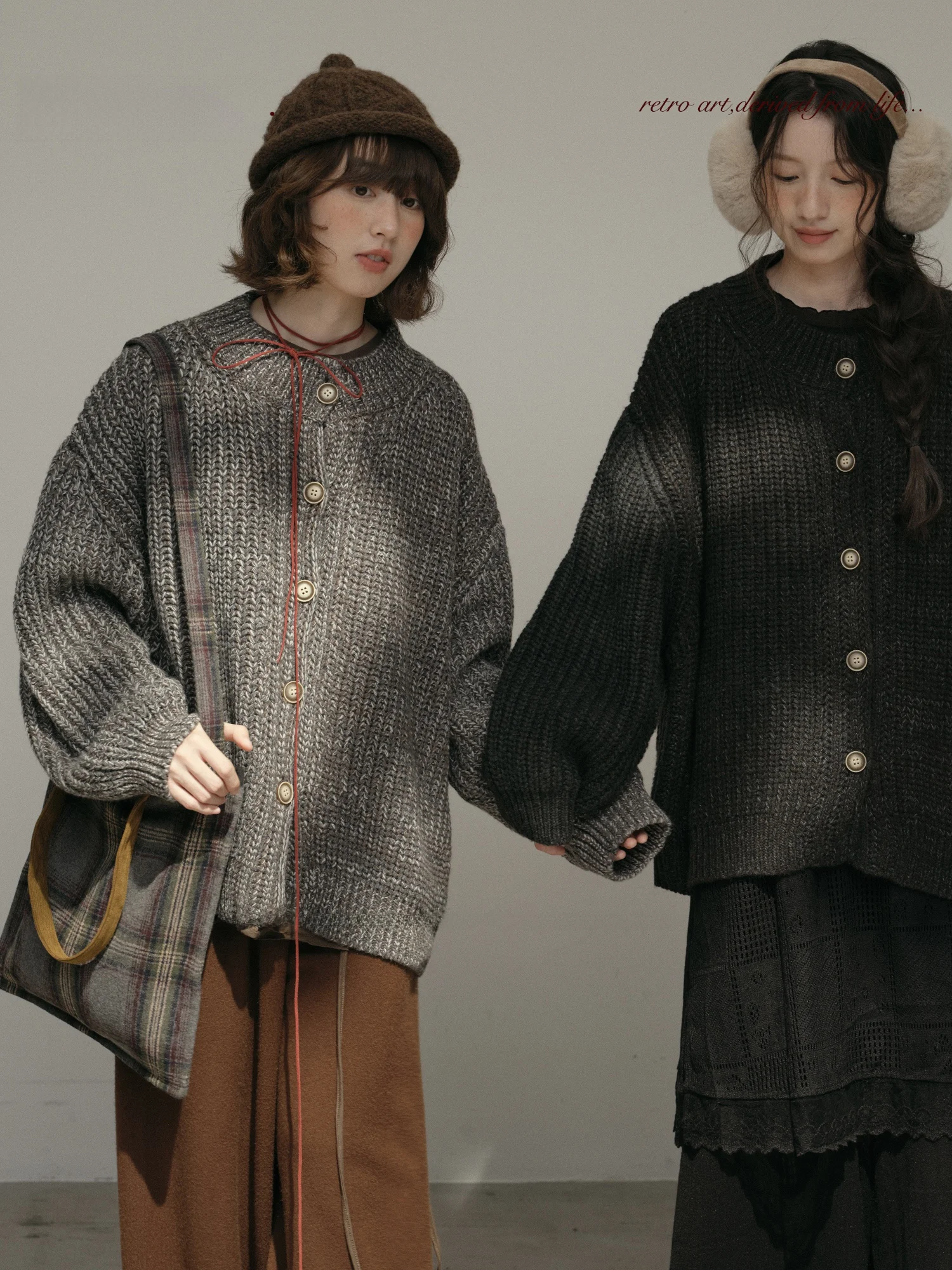 

Loose Knitted Cardigan Women's Autumn Winter Warm Slimming Design Sensation Sweater Coat Sli Commute Sle round Ne Lon...