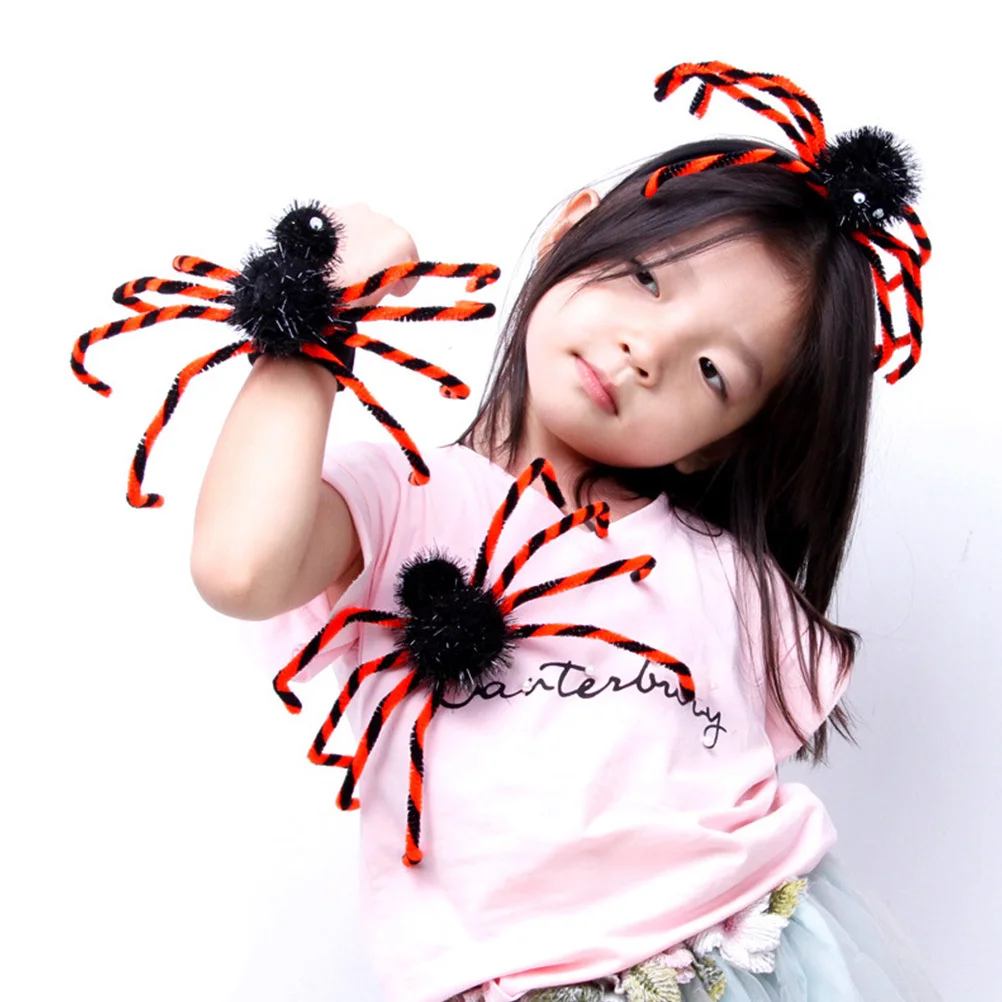 

1 set Spider Brooch Hairpin Slap Bracelet Halloween Party Gift Festival Wristband Slap Bands Assortment Funny For Adults Party