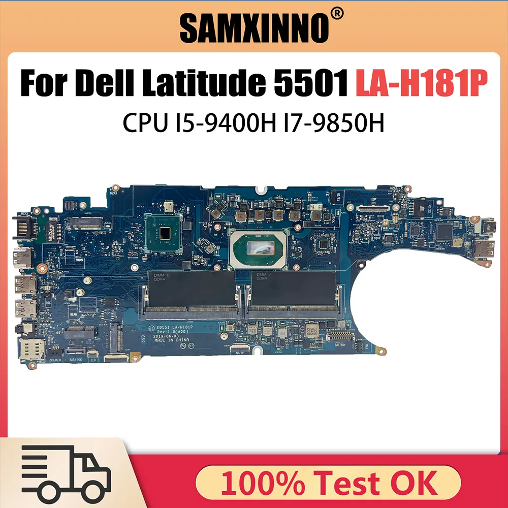 

CN-0VK2MW 0P5VKM For Dell Latitude 5501 Laptop Motherboard EDC51 LA-H181P I5-9400H I7-9850H CPU Mainboard Tested