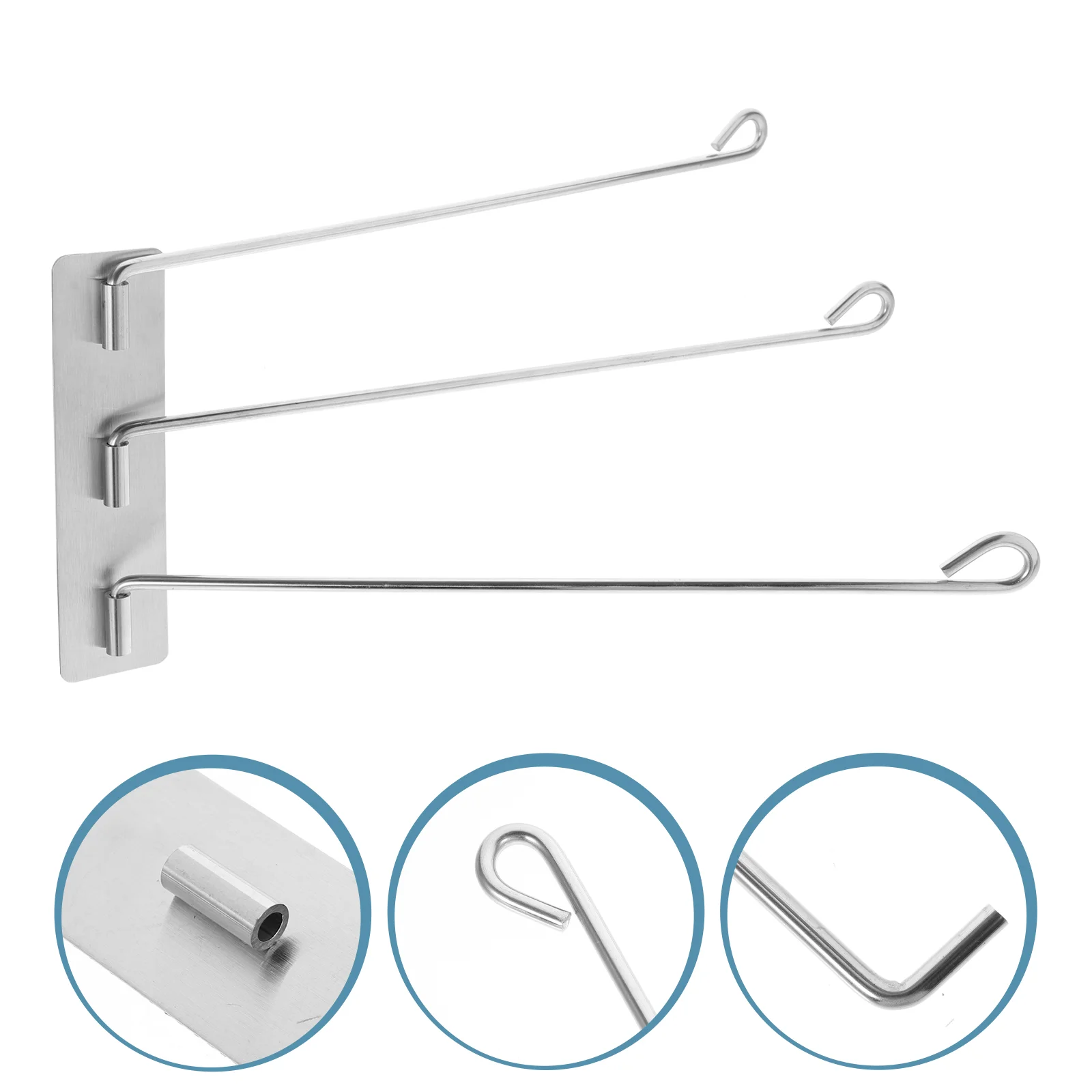 

Swivel Frame Towel Rack for Bathroom Wall Clothing Hangers No Punching Holder Stainless Steel Metal Free Mounted Clothes