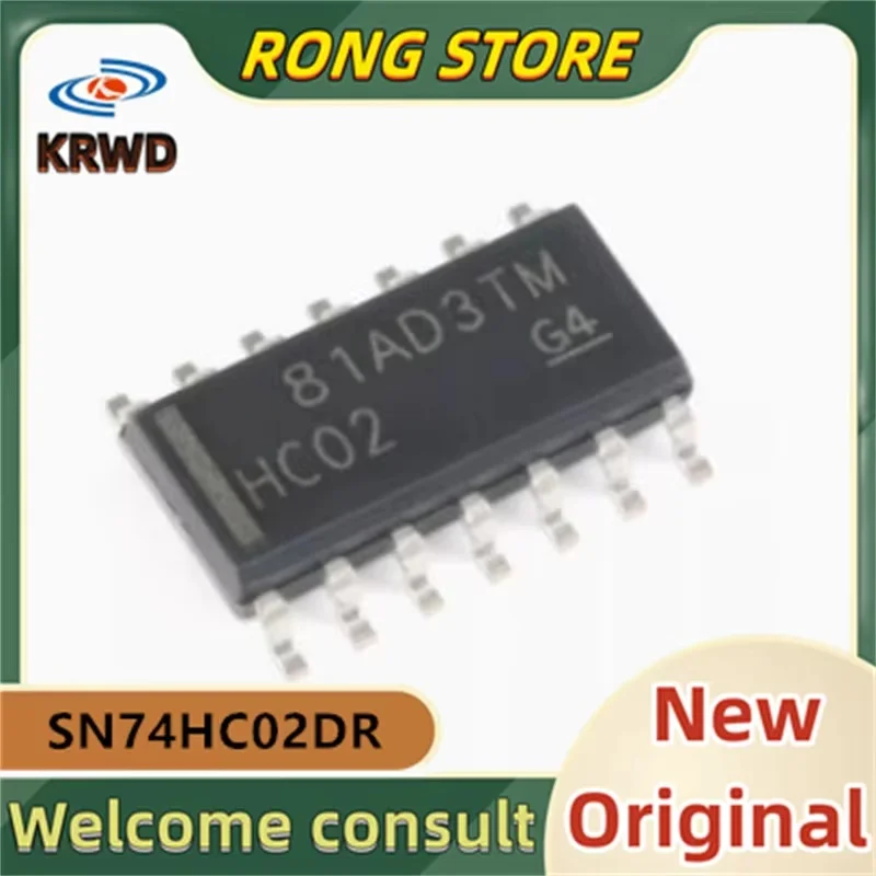 (25PCS) HC02 New and Original Chip IC SN74HC02DR  SN74HC02D 14-SOIC