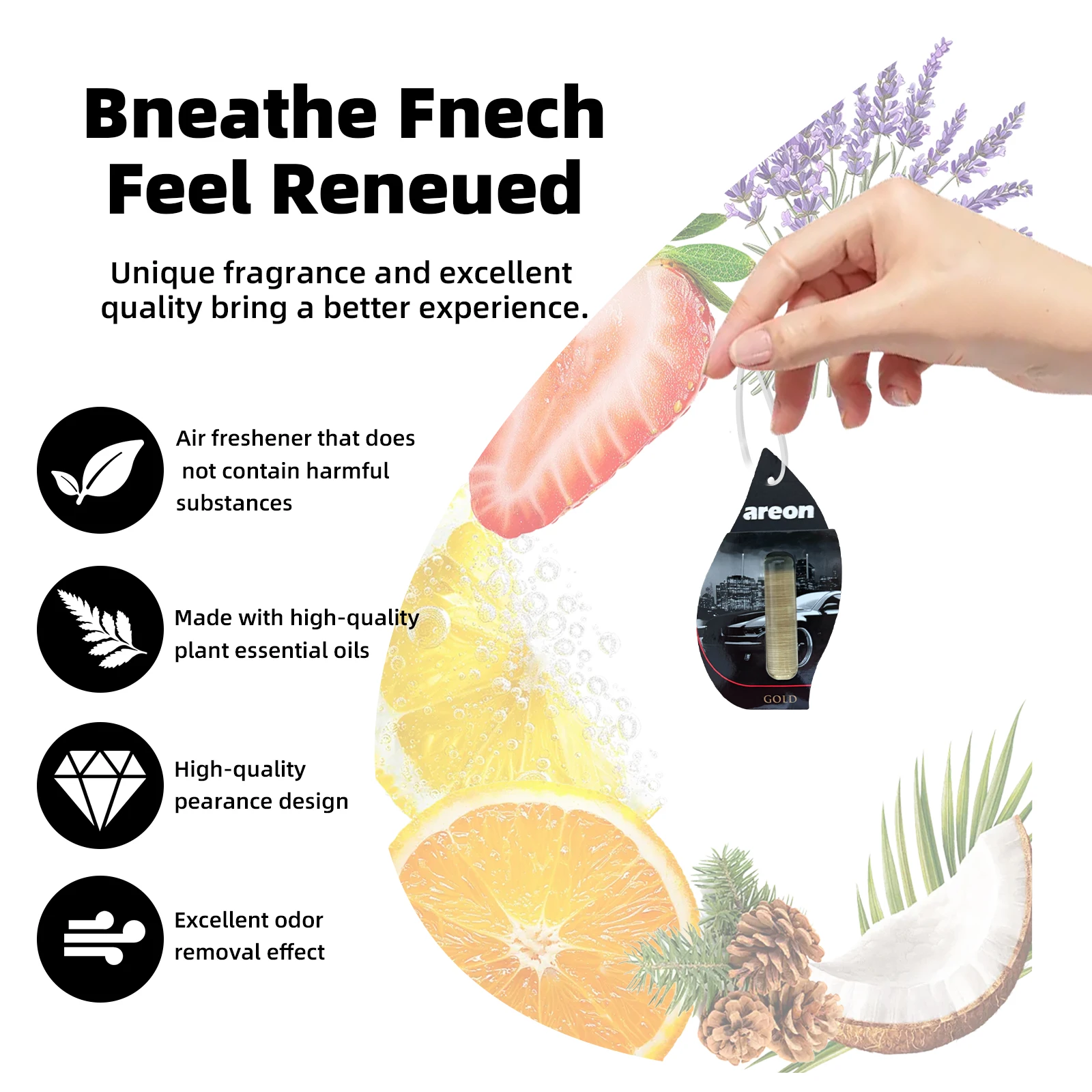 Aeron 5/20pcs GOLD Scent Car Air Freshener, Natural Tea-Scented Paper, Car-Mounted Hanging Type, Car Interior Accessories view 5