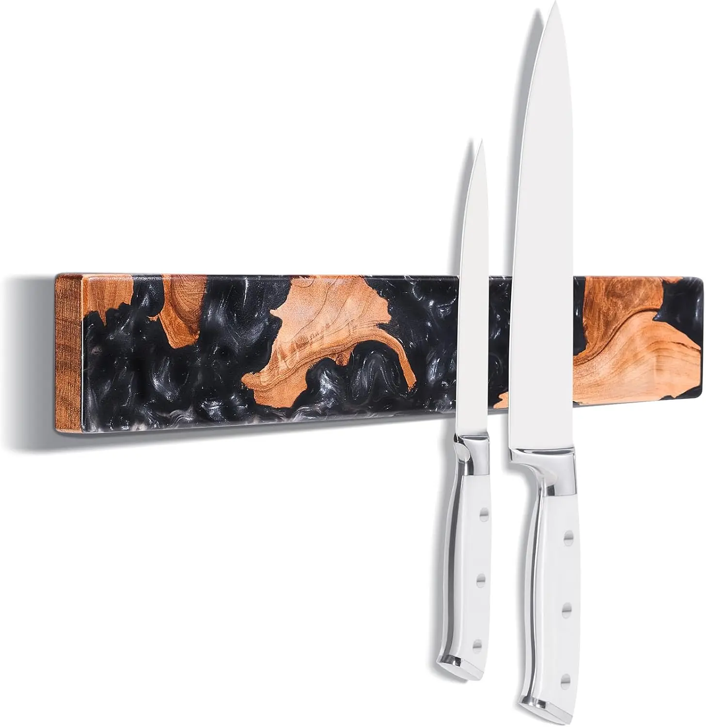 

16 Inch Magnetic Knife Holder, Acacia Wood & Resin Strip, Powerful Magnet Storage Rack for Kitchen Wall Mount