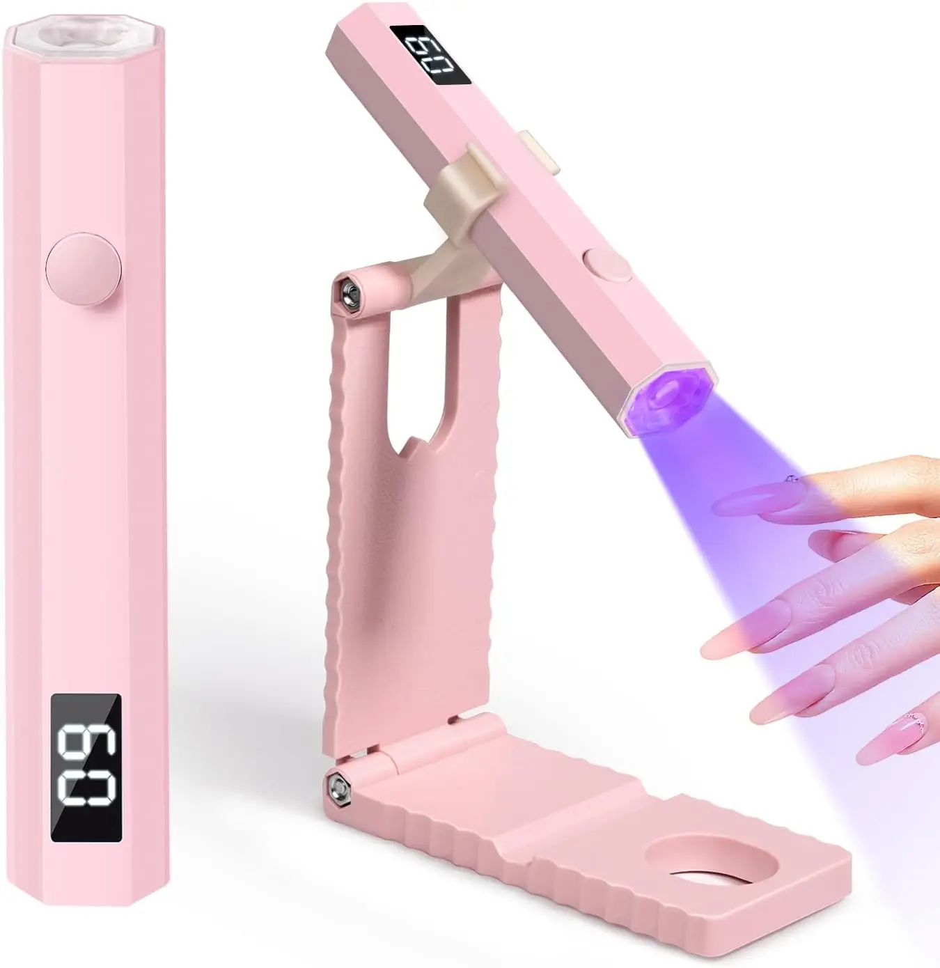 Ensemble de lampes à ongles UV/LED portables pratiques, lumière portative avec support, affichage LCD, sèche-ongles en Gel USB pour un durcissement rapide, tous
