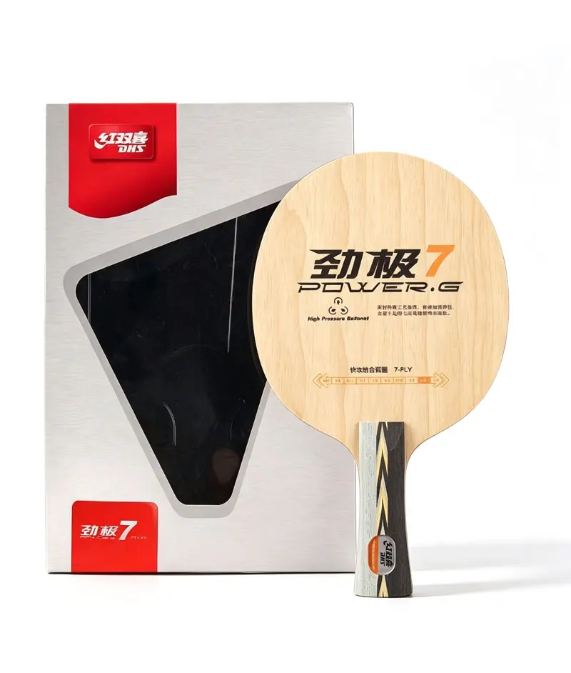 DHS POWER G 7 PG7 Tischtennisschläger 7-lagiges Holz Ping-Pong-Schläger Originalverpackung Loop-Driving mit Schnellangriff – Detail 1