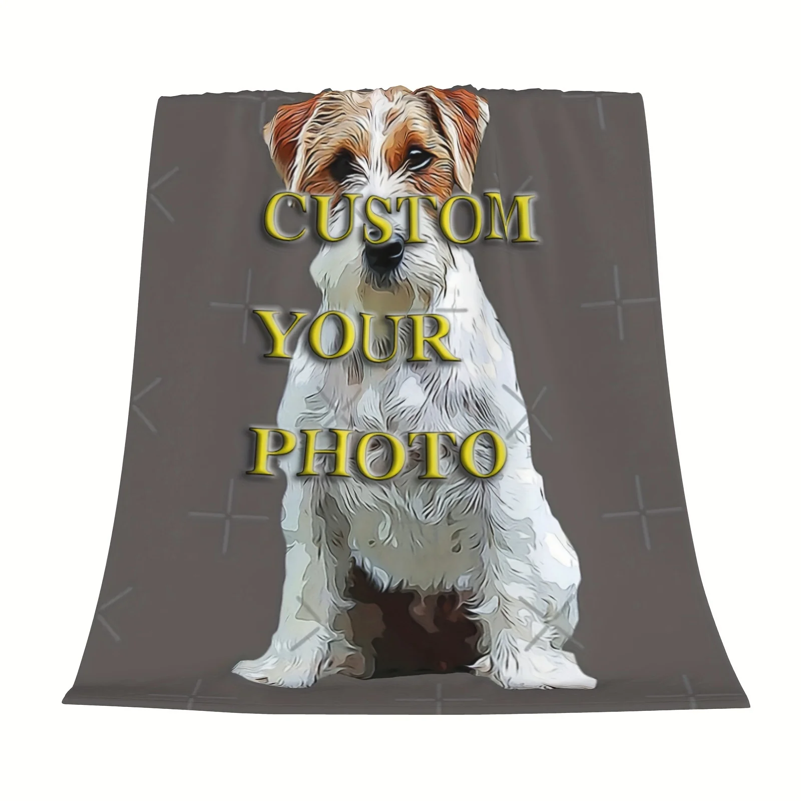 1 piece of vintage style custom photo blanket, twill fabric, high quality, single-sided printing, Jack Russell meme design