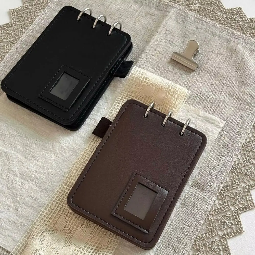 Fashion Leather Leather Notebook Cover Detachable Flip 3 Hole Binder Cover Photo Slot 3 Hole Flip Binder Cover Planner Album