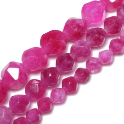 6/8/10mm Faceted Natural Stone Pink Tourmaline Beads Spacer Beads for Jewelry Making Supplies DIY Bracelets Accessories 15''