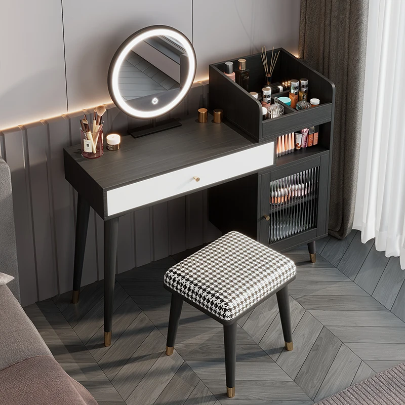 

Black Storage Vanity Table Dest Drawer Decor Space Saving Makeup Vanity Desk Modern Europa Coiffeuse De Chambre Furniture Home