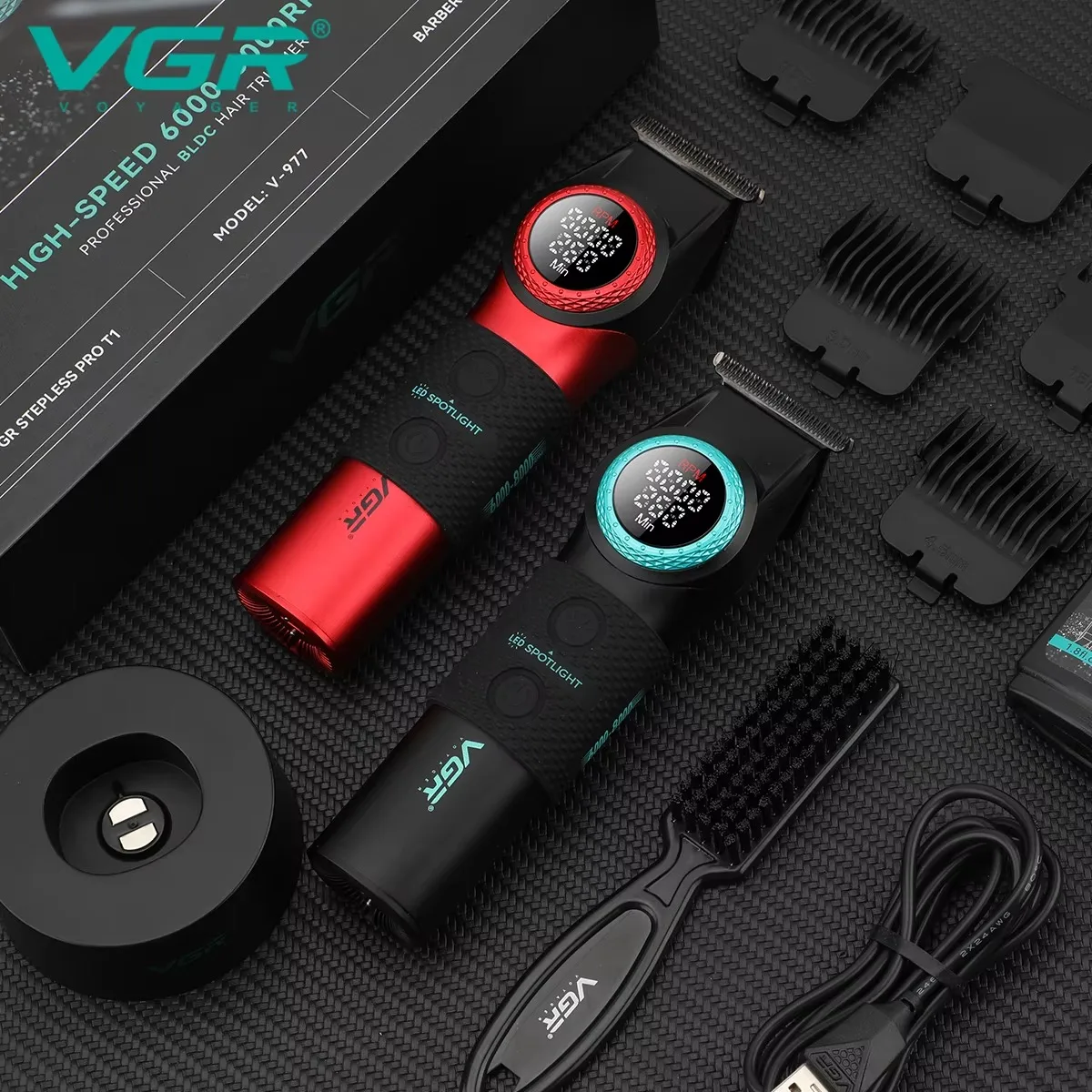 VGR Hair Trimmers Professional Clippers Electric Hair Trimmers Rechargeable Haircut Machine Charging Base Trimmer for Men V-977