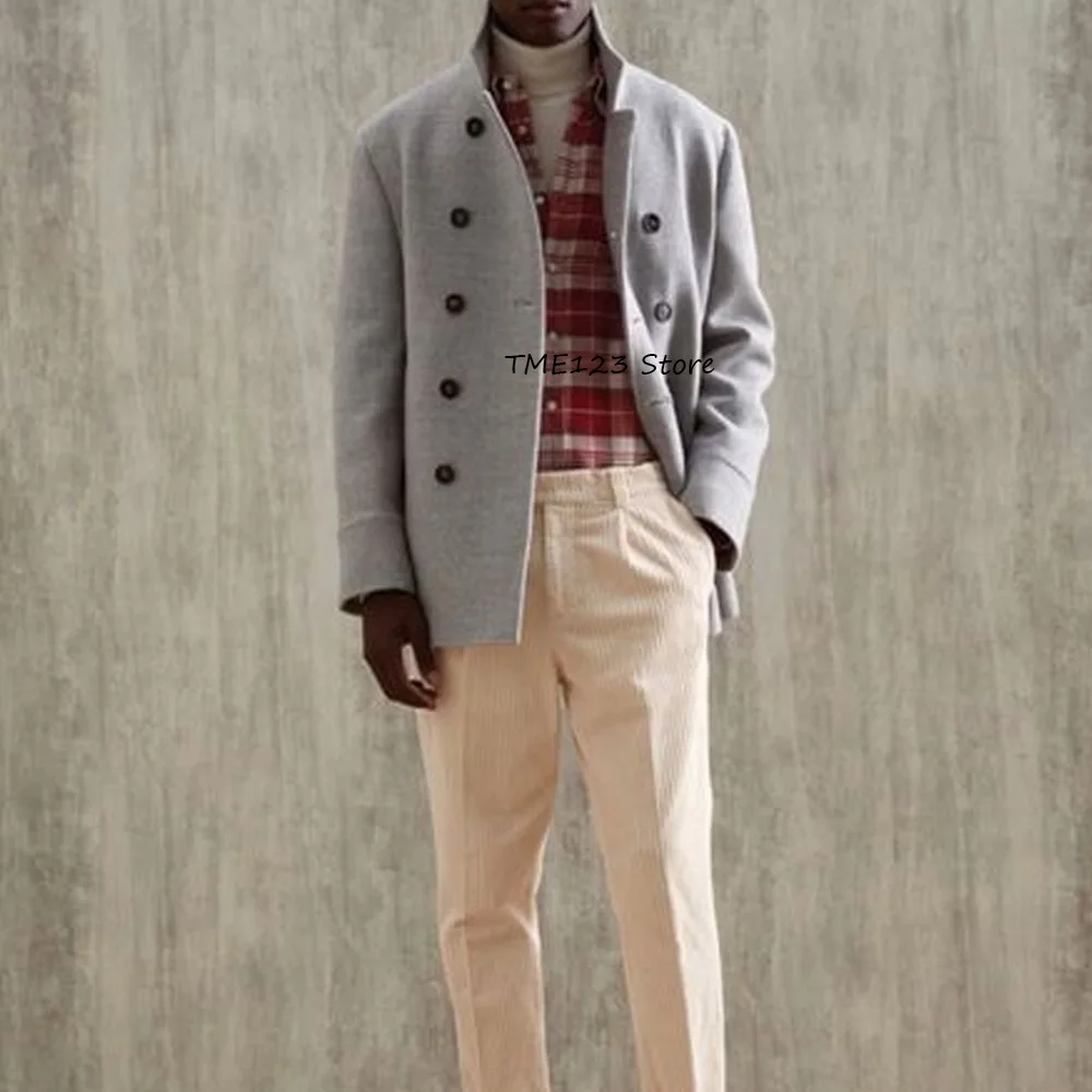 

Casual Coat Man Winter Warm Man Jackets High Quality Wool Fabric Stand-up Collar Double-breasted Urban Blazers Fashion Suit