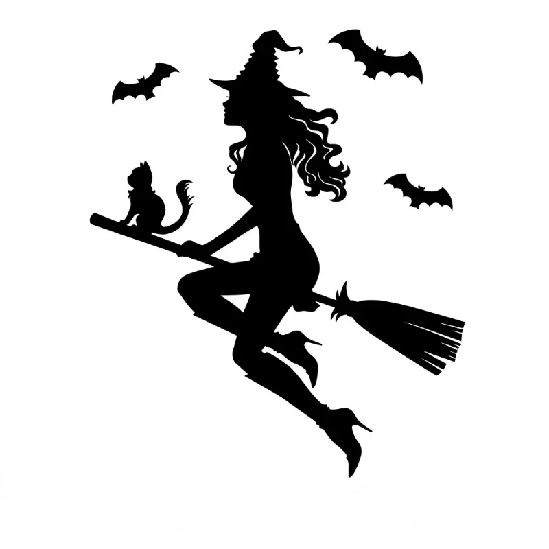 Hot Sale Witch Car Decoration Car Sticker Personality Creative Sticker for Halloween Waterproof Sunscreen PVC, 15cm