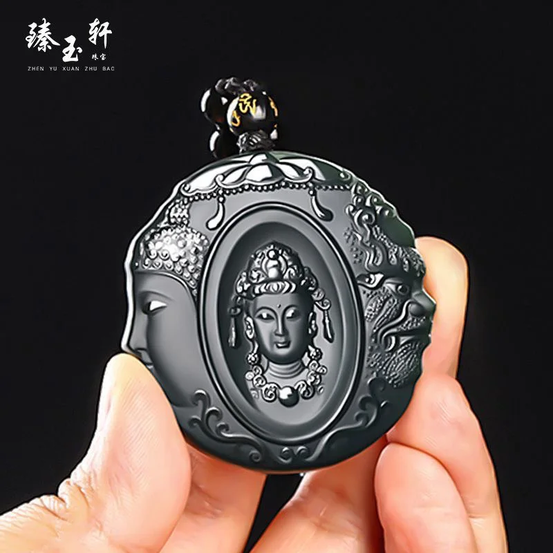 

Taqing Hetian Jade Qing Jade Buddha and Demon in a Thought Pendant for Men and Women Jade Necklace Jade Pendant Guanyin Jade Bud