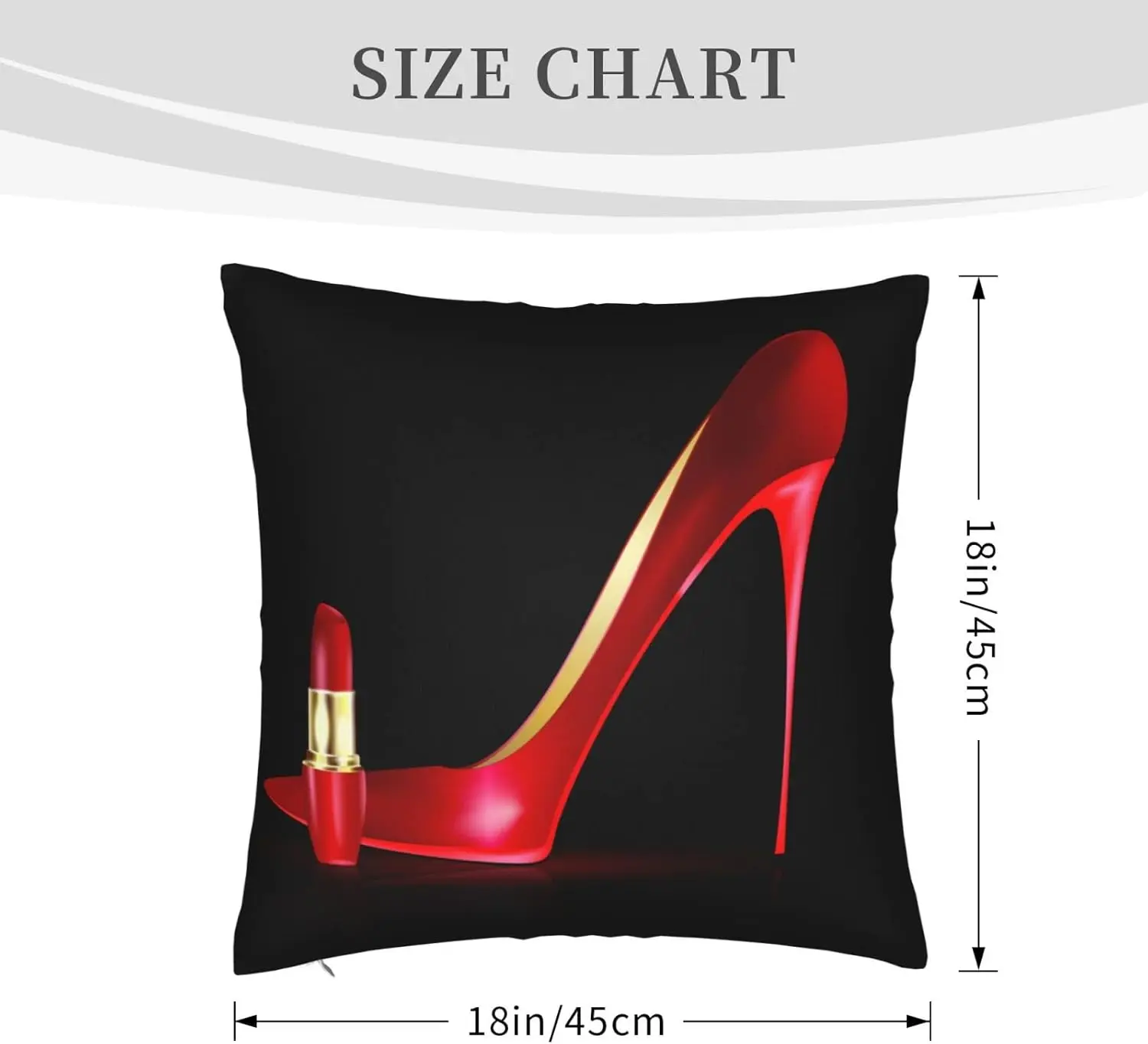 Throw Pillow Covers Elegant Red High Heels Lipstick Print Lady Black Design Square Pillowcase for Home Decor Sofa Car B