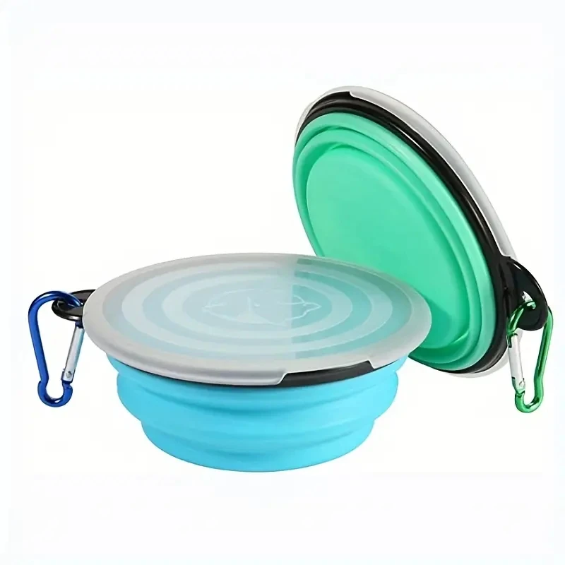 2 Pack Portable Collapsible Dog Bowl with Cover Travel-Friendly Waterand Food Dish with Lid