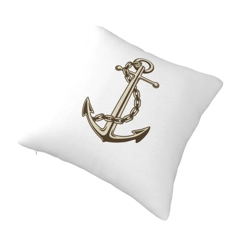 Custom Anchor Pillow Case 40x40cm Nautical Sailor Modern Cushion Cover Square Pillowcase