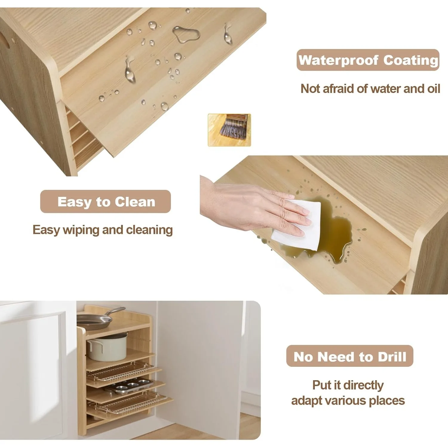 Divisori per vassoi in legno a 7 livelli per armadi Analizzatore per fogli di biscotti per pentole, padelle, teglia da forno Anizer per documenti Stora