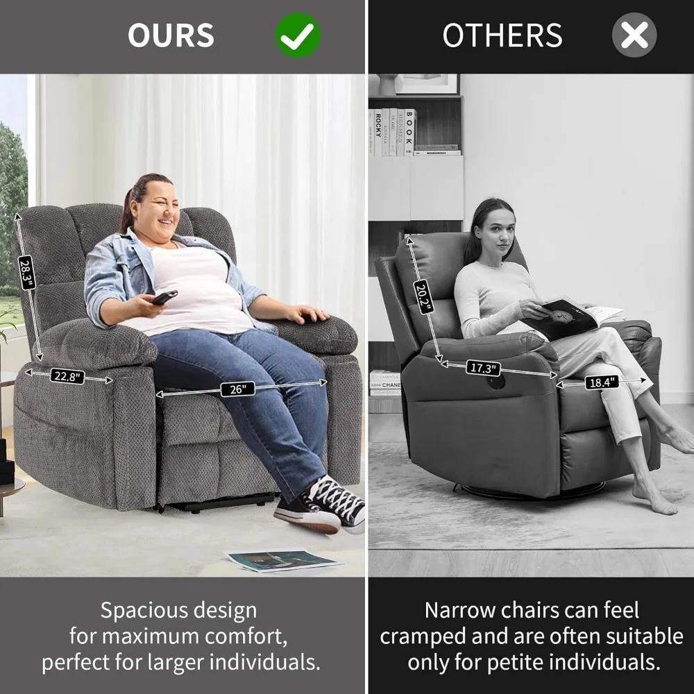 Dual Motor Power Lift Recliner Chair for Elderly with Adjustable Headrest,Extra Wide Recliner Chair with Heat and Massage,