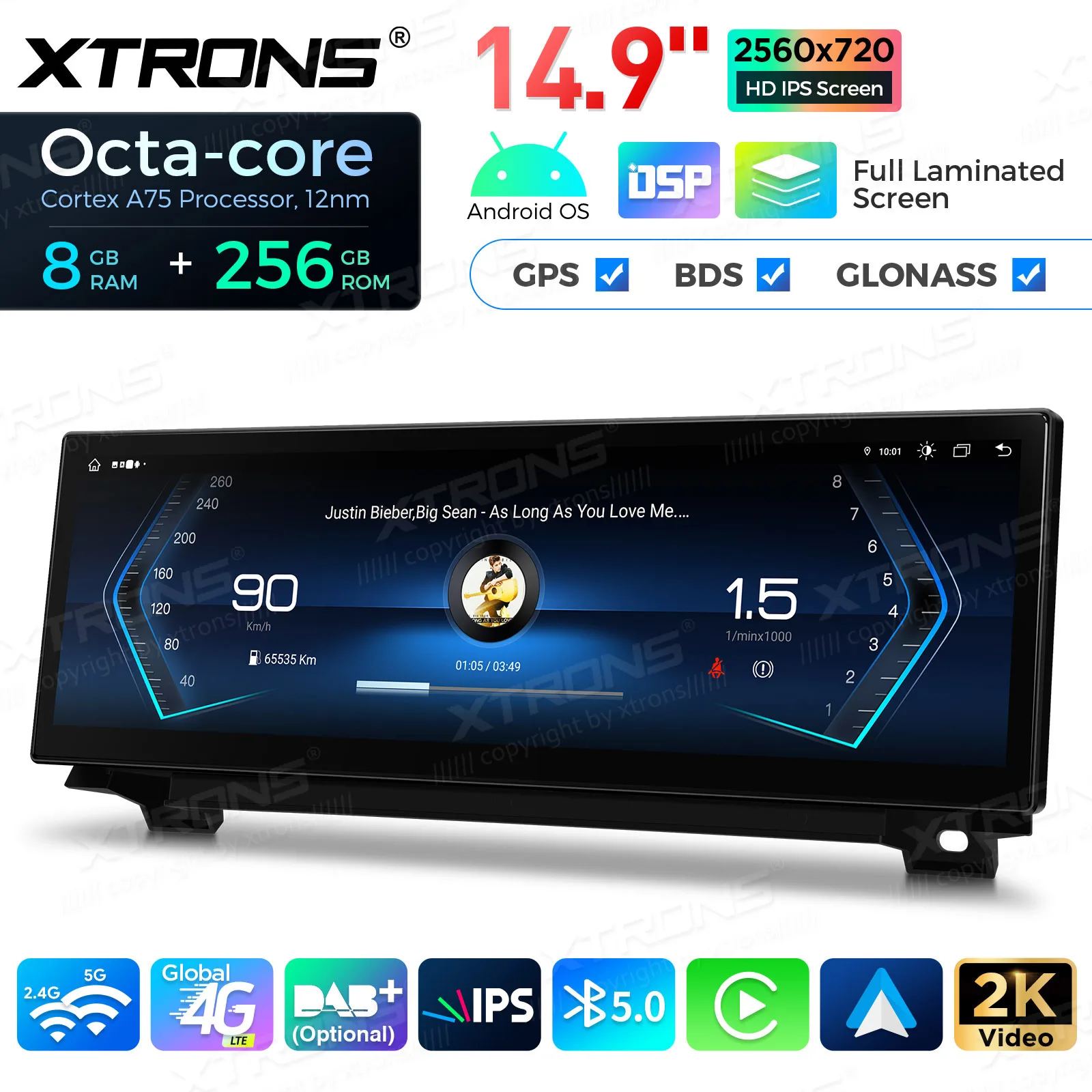 XTRONS 14.9'' Android 14 autoradio voor BMW 5 Serie F10/F11 CIC/NBT systeem 2011-2016 met Carplay Auto DSP GPS multimediaspeler