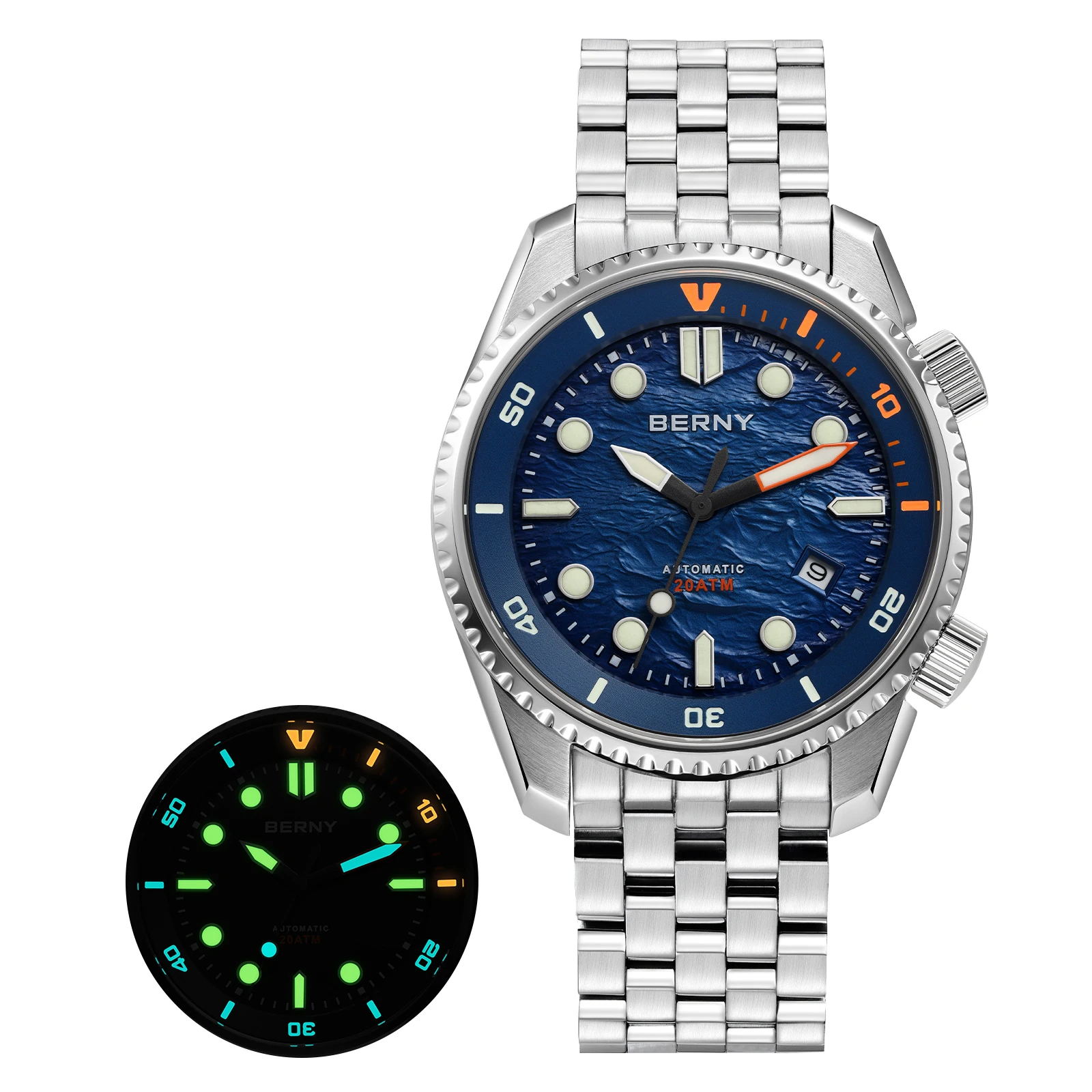 BERNY Diver Automatische Horloges heren Luxe Saffier 316L Roestvrij Staal Mechanisch Horloge 42MM 200M Waterdicht Duiken Mannen Horloge - afbeelding 1