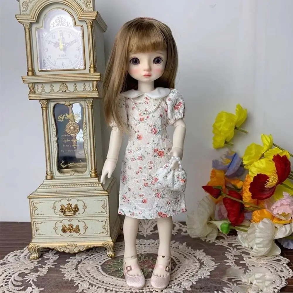 Vestido de princesa de renda artesanal, fofo com sacos de chapéu, saia retrô, acessórios de boneca, roupas de festa da moda para boneca 1/6 bjd 30cm