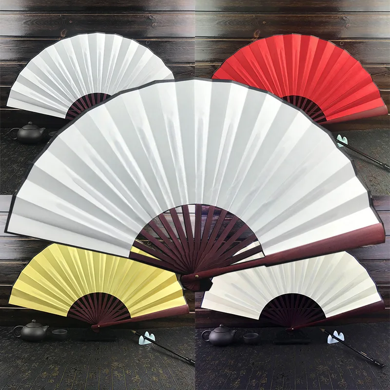 10/13 inch Folding Fan Hand Silk Cloth DIY Chinese Folding Fan Wooden Bamboo Antiquity Folding Fan DIY Calligraphy Painting