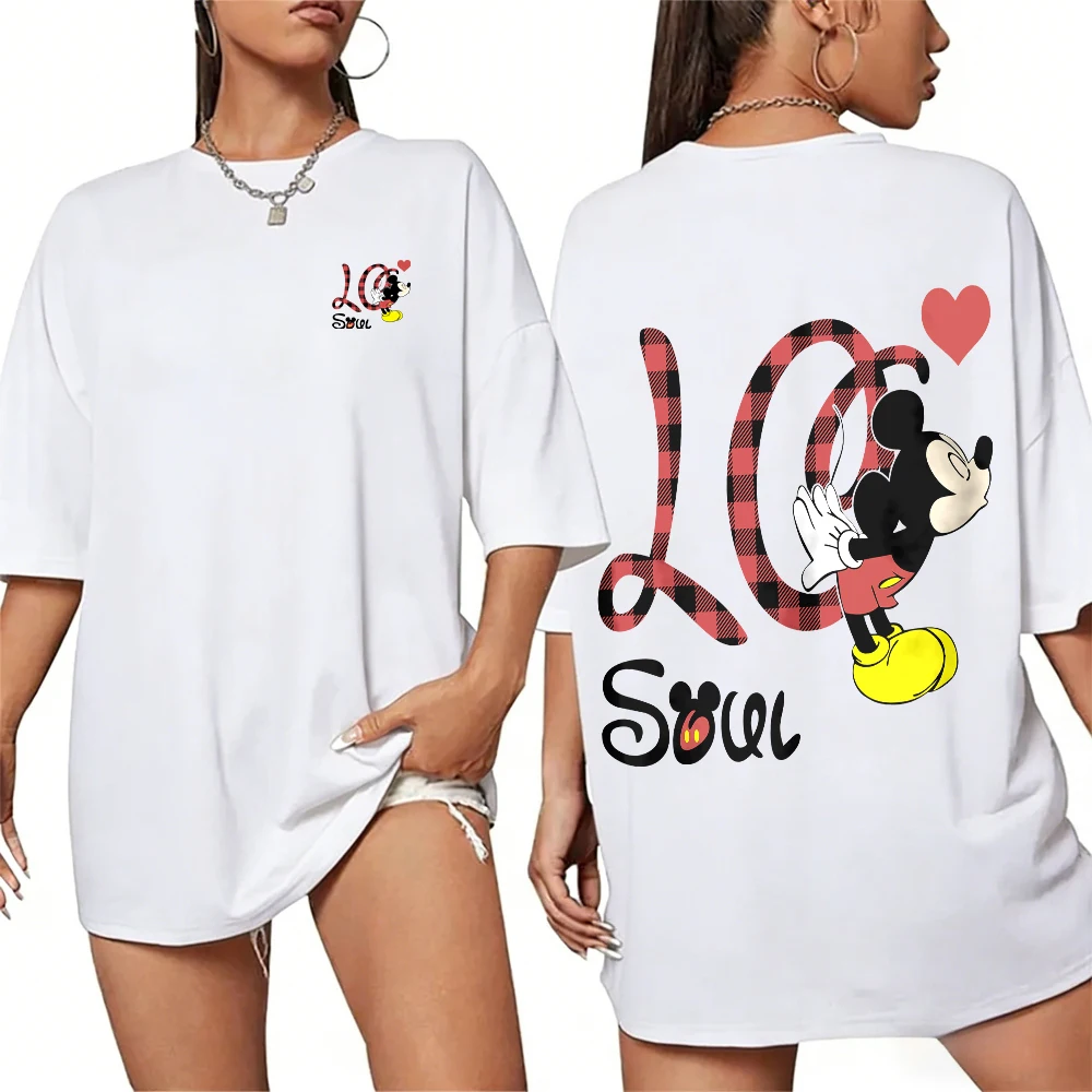 

Disney Summer Love Incorporates 100% Pure Cotton Printed Mickey Mouse T-shirts for Men and Women, Outdoor Casual Breathable Tops