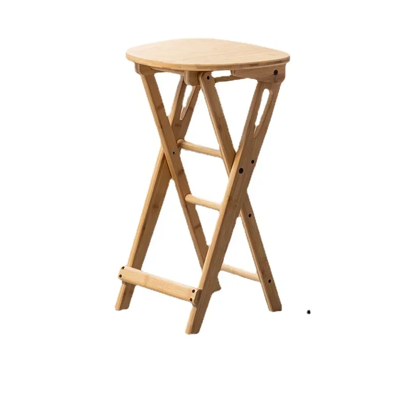 

Solid Wood High Stools: Multifunctional Kitchen Folding Stool Space-Saving Portable Bar Stool Highchair for Household Use