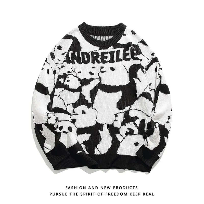 

Autumn/winter New Fashion Trend Printed Thickened Warm Knitted Sweater Men's Casual Loose Sports Large Size High Quality Sweater