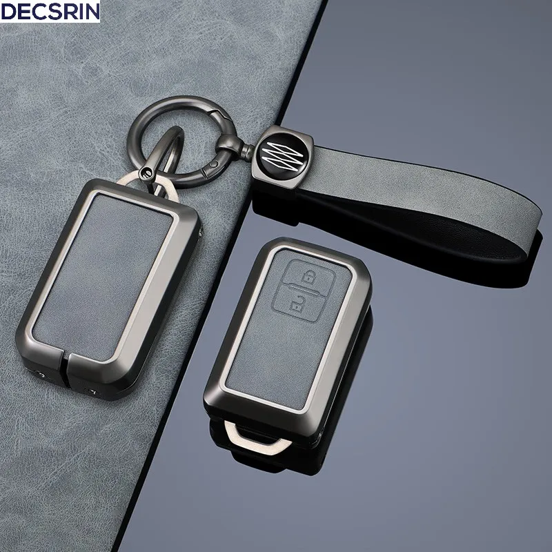 Zink-legierung + Leder Auto Fernbedienung Schlüssel Fall Abdeckung Shell Fob Für Suzuki Ertiga Swift Wagon R Auto Innen Schlüsselbund zubehör