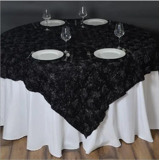 10PCS 3D Rose Flowers Round TableCloth For Wedding Hotel Banquet Table Cover Overlays tapetes nappe mariage Table cloth Gold