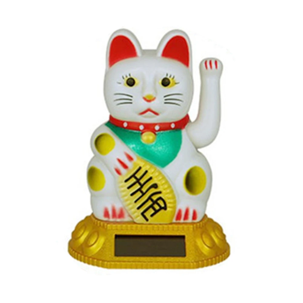 1Pc High Quality Home Decoration Lucky Cat Welcoming Cats 7.5*7.5*10.5 CM Decorative Supplies Gold Lucky Cat Solar Powered