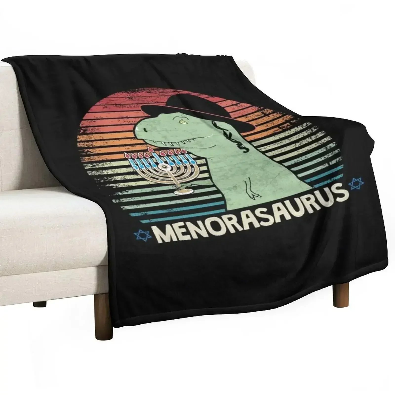 

Menorasaurus Happy Hanukkah from Dinosaur Rex Throw Blanket Beautifuls Quilt Thermal Blankets