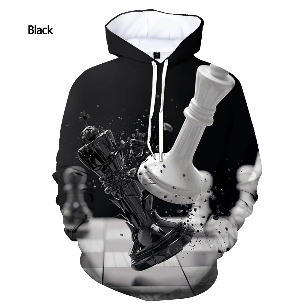 Hoodies Chess Game 3D Print Sweatshirts Boys Girls Children Hooded Pullovers Fashion Kids Long Sleeves Oversized Tracksuit Coat