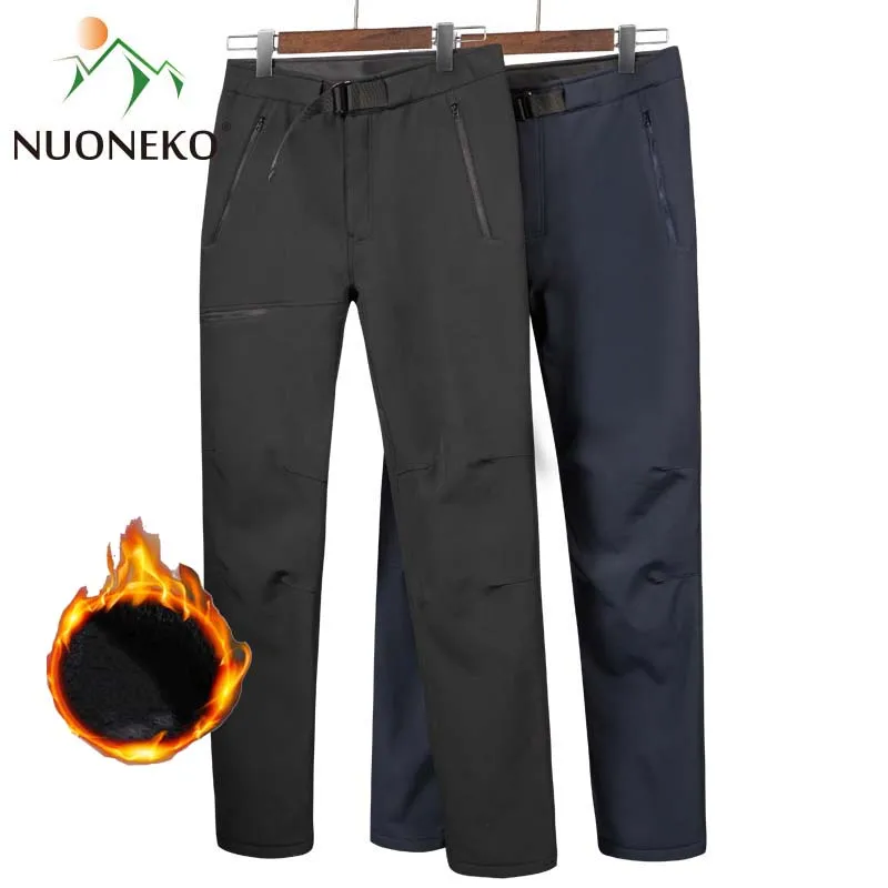 High Quality Winter Outdoor Mens Hiking Pants Waterproof Sports Trekking Skiing Camping Softshell Warm Fleece Pants for Men PM61