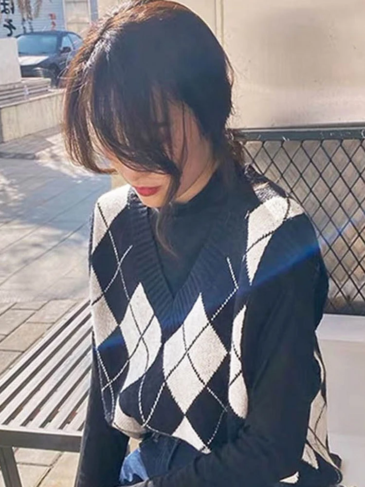 الخريف الشتاء المرأة ort محبوك سترة الماس id Sle V-ne Svel كلية Faion ملابس خارجية الحرارية #1