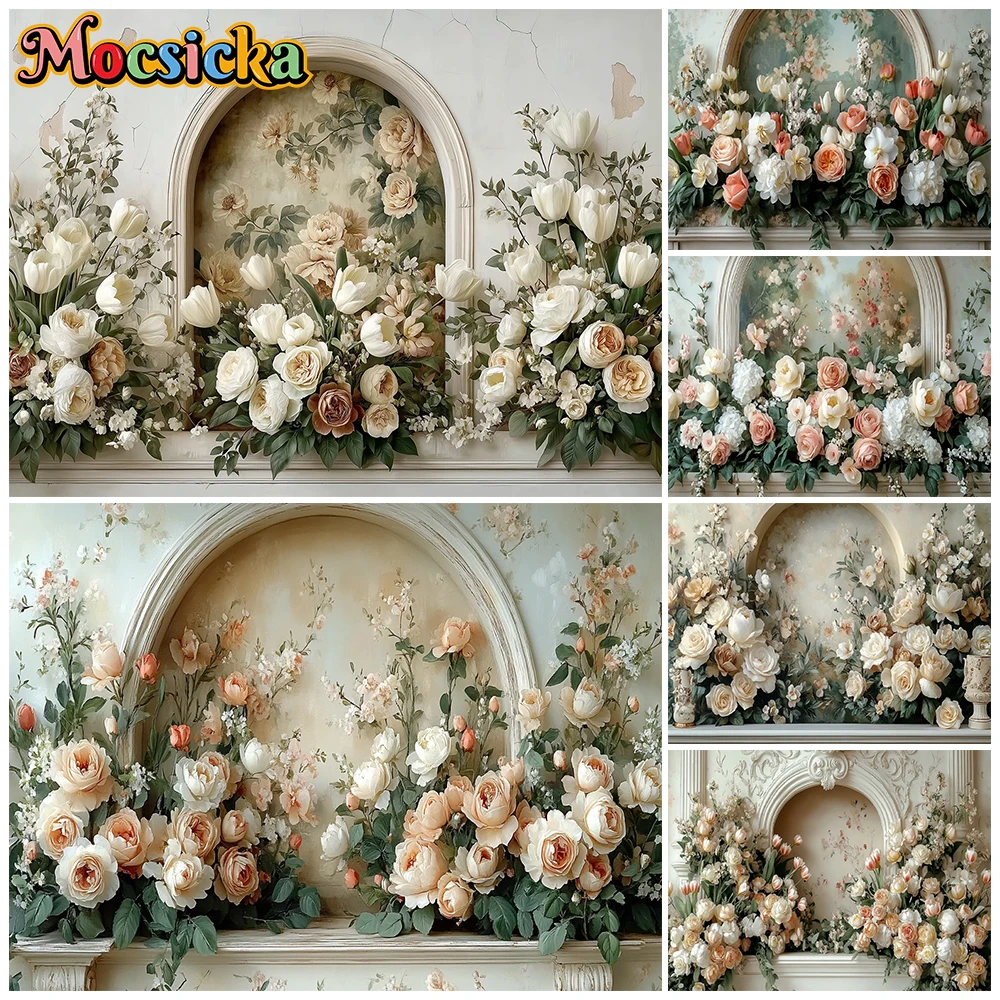 

Mocsicka Mother's Day Photography Background Art Flower Wall Festival Party Decor Photo Studio Wallpaper Women Portrait Backdrop