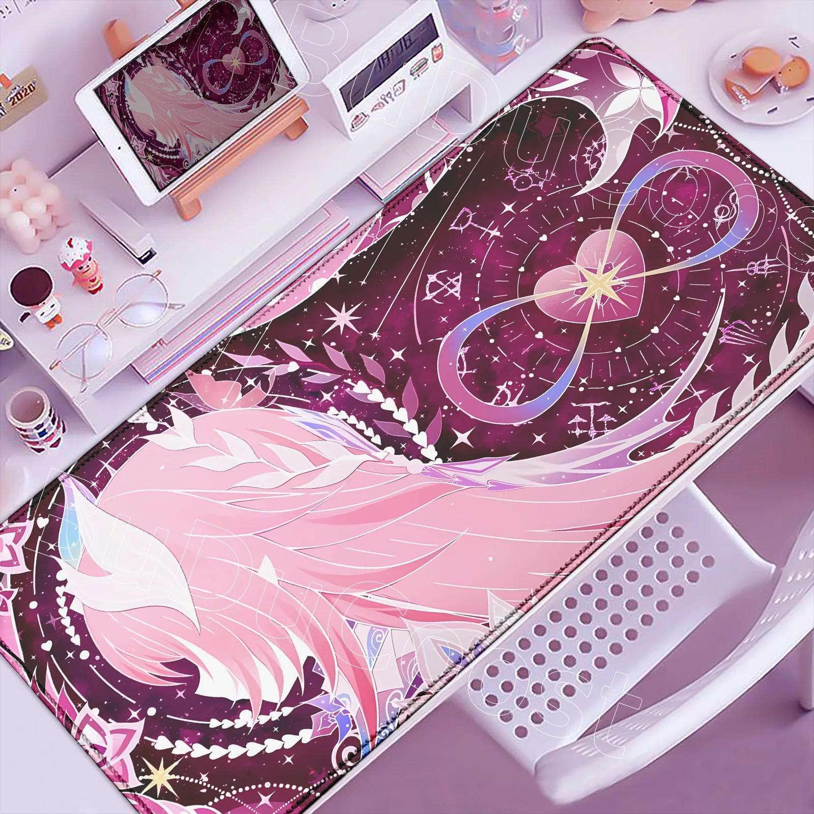 Podkładka pod mysz Honkai Star Rail Cyrene Love Pink Anime Girl Mata na biurko z nadrukiem HD Podkładki pod klawiaturę Podkładka pod mysz Komputerowa 900x400mm Akcesoria — zdjęcie produktu 2
