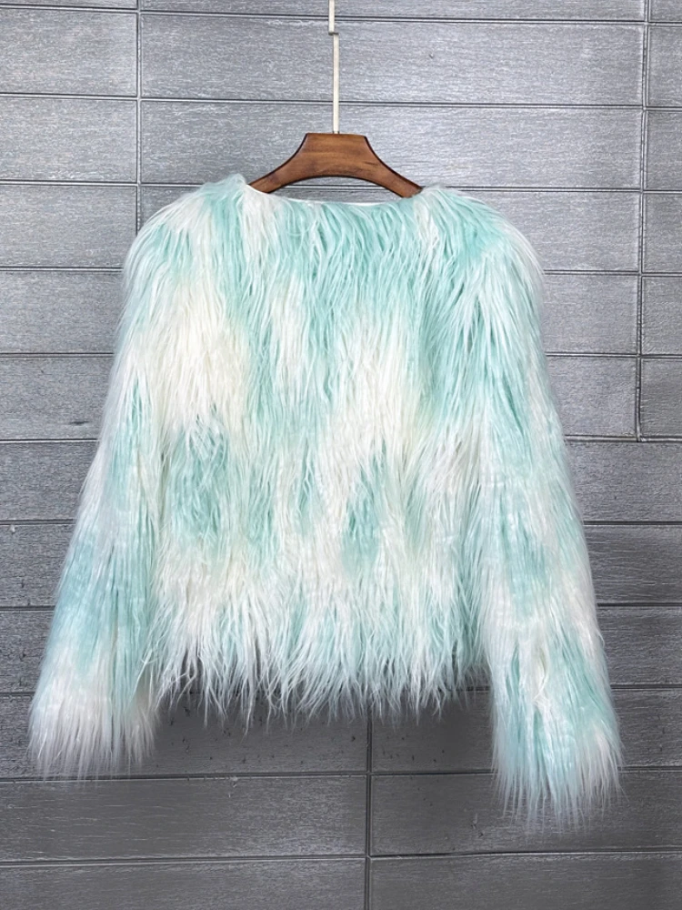 2023 New Autumn Winter Faux Fur Coat Korean Tie-dyed Washed Wool Women Fur Jackets